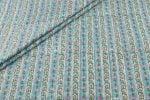 Muted Sea Blue Floral Handblock Printed 100% Pure Soft Cotton Fabric