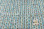 Muted Sea Blue Floral Handblock Printed 100% Pure Soft Cotton Fabric - Image 2