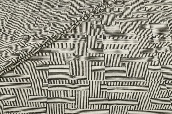 Natural Black Bagru Handblock Printed Cotton Fabric