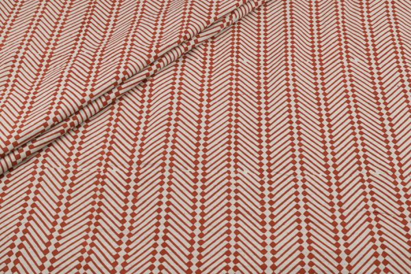 Pre-Cut 2.30m Natural Red Bagru Handblock Printed Cotton Fabric