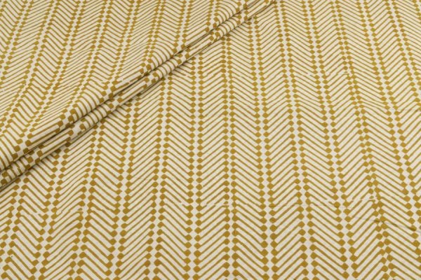 Pre-Cut 1.50m Mustard Yellow Bagru Handblock Printed Cotton Fabric