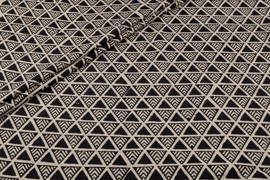 Natural Black Bagru Handblock Printed Cotton Fabric Natural Black Bagru Handblock Printed Cotton Fabric - Image 1