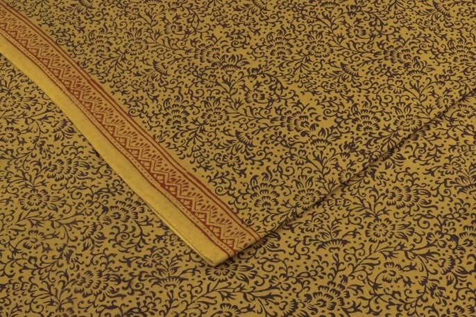 Mustard Yellow Handblock Bagh Printed Cotton Fabric Mustard Yellow Handblock Bagh Printed Cotton Fabric - Image 1