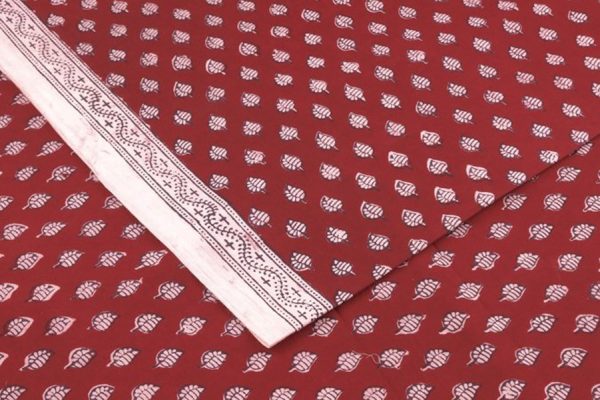 Madder Red Handblock Bagh Printed Cotton Fabric