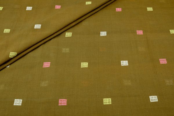 Pre-Cut 2m Olive Green – Woven Design Handloom Pure Soft Cotton Fabric