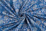 Cornflower Blue – Floral Handblock Printed 100% Pure Cotton Fabric - Image 3