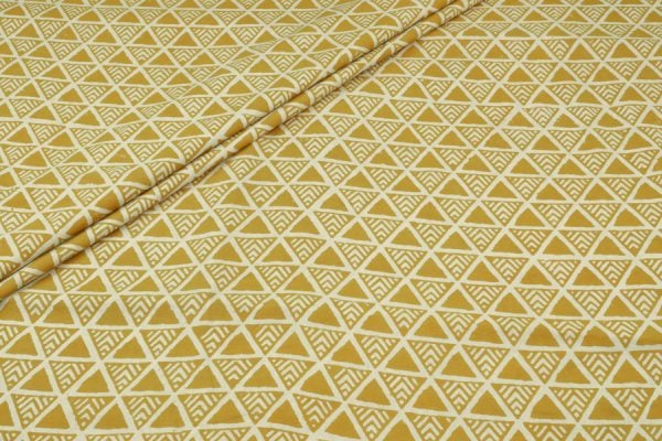 Pre-Cut 1m Mustard Yellow – Bagru Handblock Printed Cotton Fabric
