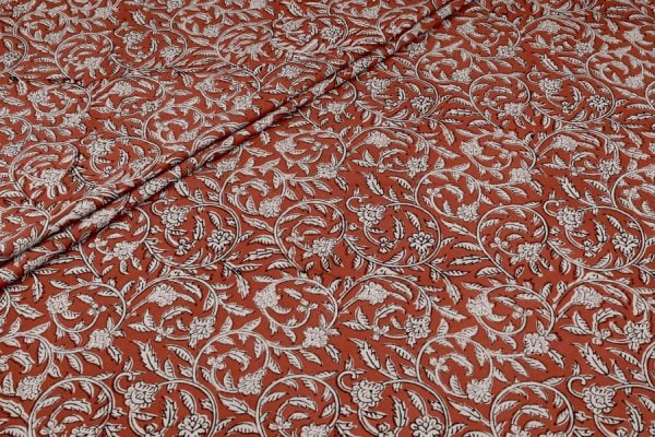 Pre-cut 1.85m Madder Red – Bagru Handblock Printed Cotton Fabric