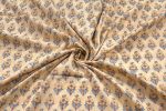 Sand Beige – Floral Handblock Printed 100% Pure Cotton Fabric - Image 3