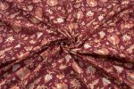 Maroon Red – Floral Handblock Printed 100% Pure Cotton Fabric - Image 3