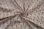 Warm Beige – Floral Handblock Printed 100% Pure Cotton Fabric - Image 3