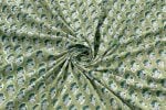 Olive Green – Floral Handblock Printed 100% Pure Cotton Fabric - Image 3