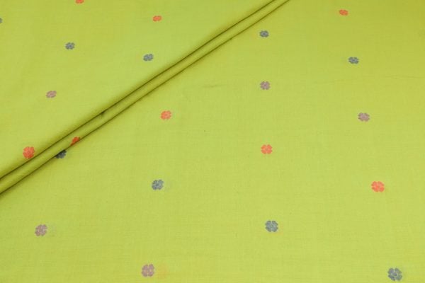 Avocado Green Woven Design Flowy HandLoom Pure Soft Cotton Fabric