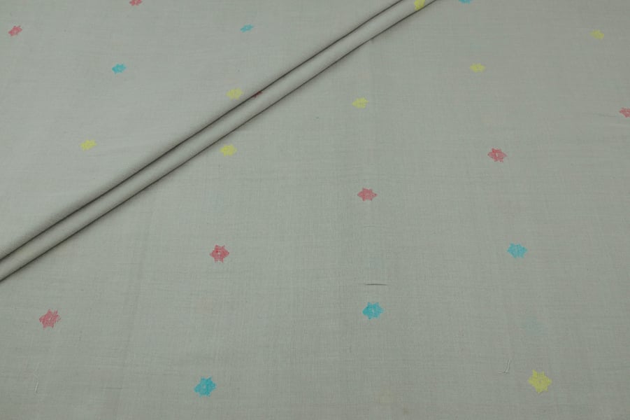 Smoke Gray Woven Design Flowy HandLoom Pure Soft Cotton Fabric Smoke Gray Woven Design Flowy HandLoom Pure Soft Cotton Fabric - Image 1