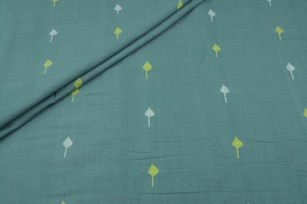 Pre-Cut 1.50m Sage Green Woven Design Flowy HandLoom Pure Soft Cotton Fabric