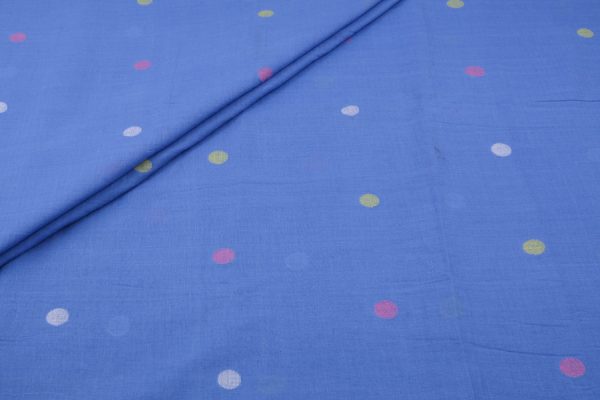 Cornflower Blue Woven Design Flowy HandLoom Pure Soft Cotton Fabric