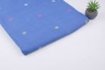 Cornflower Blue Woven Design Flowy HandLoom Pure Soft Cotton Fabric - Image 2