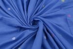 Cornflower Blue Woven Design Flowy HandLoom Pure Soft Cotton Fabric - Image 4