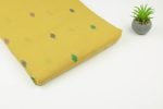 Lemon Yellow  Woven Design Flowy HandLoom Pure Soft Cotton Fabric - Image 2
