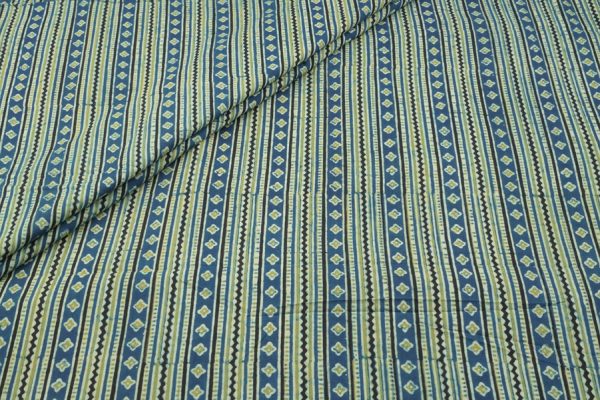 Pre-Cut 1.70M Natural Indigo Blue Handblock Ajrakh Printed Cotton Fabric