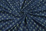 Natural Indigo Blue Handblock Ajrakh Printed Cotton Fabric - Image 4