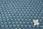 Natural Indigo Blue Handblock Ajrakh Printed Cotton Fabric - Image 3
