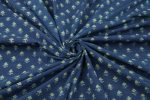 Natural Indigo Blue Handblock Ajrakh Printed Cotton Fabric - Image 4