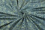 Natural Indigo Blue Handblock Ajrakh Printed Cotton Fabric - Image 4