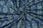 Natural Indigo Blue Handblock Ajrakh Printed Cotton Fabric - Image 4