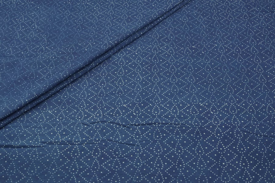 Natural Indigo Blue Handblock Ajrakh Printed Cotton Fabric Natural Indigo Blue Handblock Ajrakh Printed Cotton Fabric - Image 1