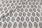 Natural White Handblock Ajrakh Printed Cotton Fabric