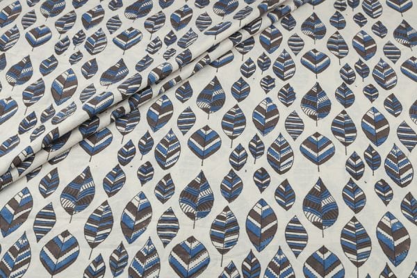 Natural White Handblock Ajrakh Printed Cotton Fabric