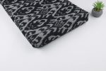 Natural Black Mercerised Fine Handloom Ikkat Tie-Dye Pure Soft Cotton Fabric - Image 2