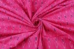 Deep Pink Mercerised Fine Handloom Ikkat Tie-Dye Pure Soft Cotton Fabric - Image 4
