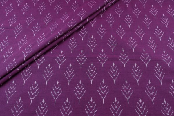 Pre-Cut 2m Lipstick Stain Purple Mercerised Fine Handloom Ikkat Tie-Dye Pure Soft Cotton Fabric