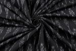 Natural Black Mercerised Fine Handloom Ikkat Tie-Dye Pure Soft Cotton Fabric - Image 4
