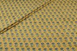 Gold Yellow Floral Handblock Printed 100% Pure Soft Cotton Fabric