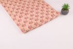 Light Salmon Orange Floral Handblock Printed 100% Pure Soft Cotton Fabric - Image 2