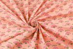 Light Salmon Orange Floral Handblock Printed 100% Pure Soft Cotton Fabric - Image 4