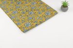 Gold Yellow  Floral Handblock Printed 100% Pure Soft Cotton Fabric - Image 2