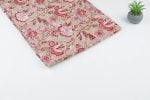 Warm Taupe Beige Floral Handblock Printed 100% Pure Soft Cotton Fabric - Image 2