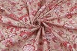 Warm Taupe Beige Floral Handblock Printed 100% Pure Soft Cotton Fabric - Image 4