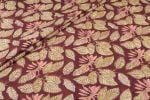 Brownish Red Floral Handblock Printed 100% Pure Soft Cotton Fabric