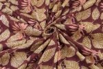 Brownish Red Floral Handblock Printed 100% Pure Soft Cotton Fabric - Image 4