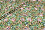 Yellowish Green Floral Handblock Printed 100% Pure Soft Cotton Fabric