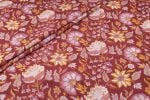 Ruby Red Floral Handblock Printed 100% Pure Soft Cotton Fabric