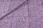 Royal Purple Floral Handblock Printed 100% Pure Soft Cotton Fabric