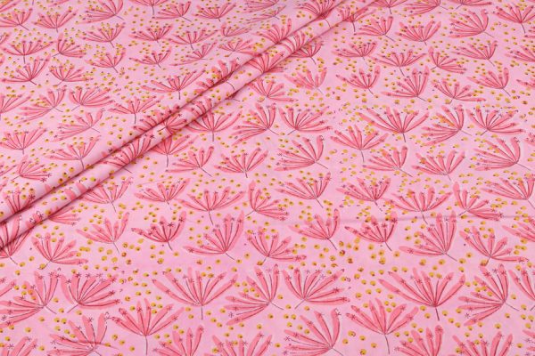 Pre-Cut 2.25m Blush Pink Floral Handblock Printed 100% Pure Soft Cotton Fabric