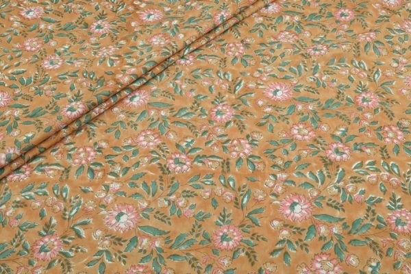 Mustard Yellow Pure Soft Cotton HandBlock Printed Fabric