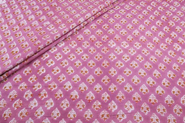Pre-Cut 2.15m Soft Blush Pink Pure Soft Cotton HandBlock Printed Fabric